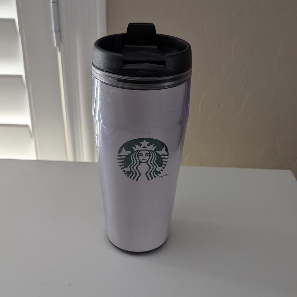 Vintage Starbucks White Travel Mug 16 oz Rubber Bottom From 2008